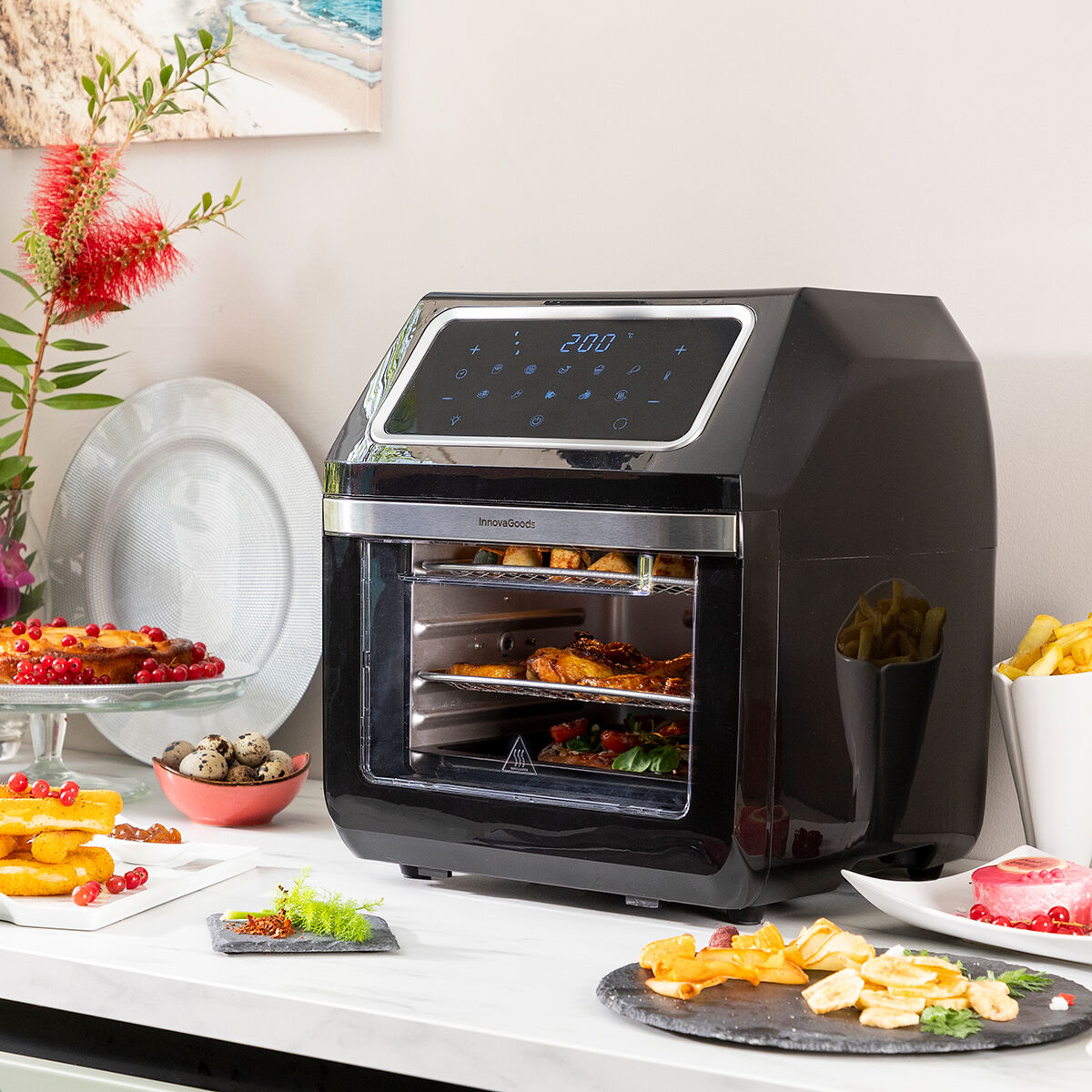 Air Fryer InnovaGoods Fryinn Pro Max 12000 Black 1800 W 12 L Rustfrit stål