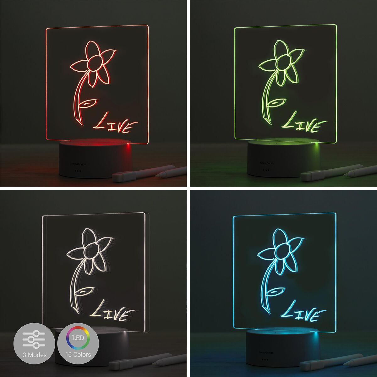 LED Notiz- und Nachrichtentafel InnovaGoods Grau Durchsichtig (Restauriert B) - Thumbnail 3