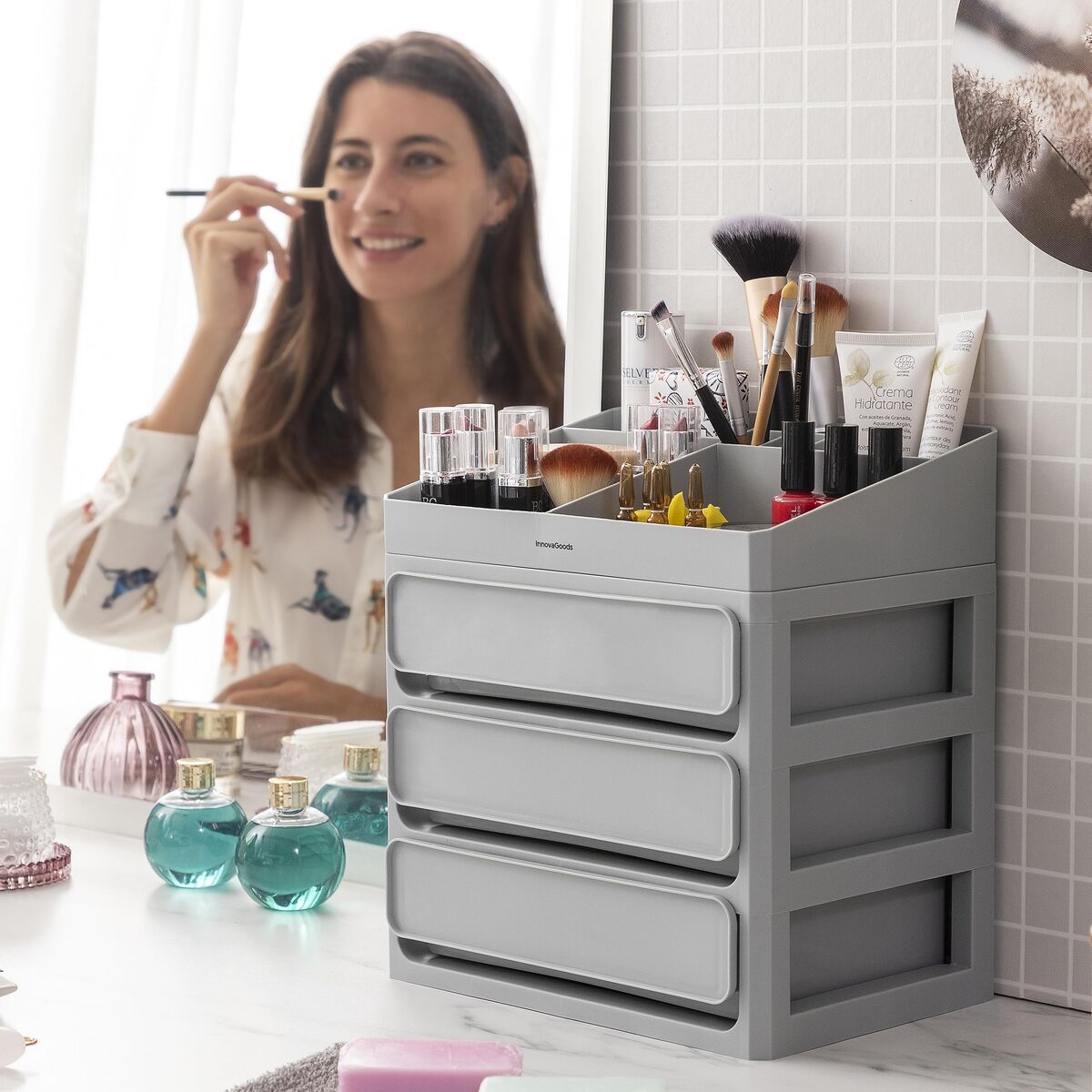 Make-up organizer InnovaGoods Grau Polypropylen (Restauriert A) - Thumbnail 6