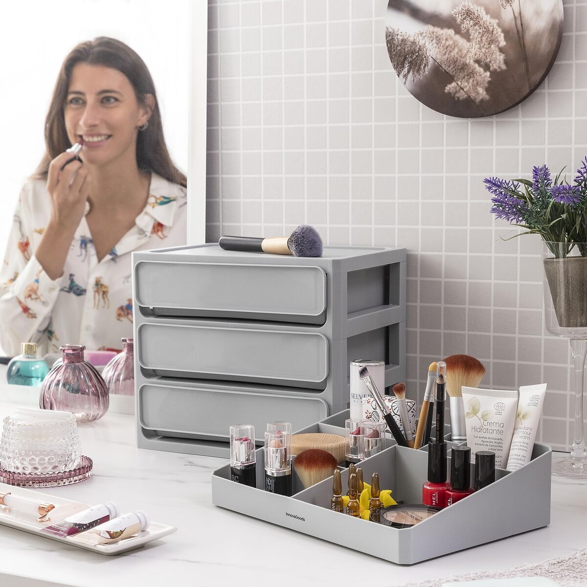 Make-up organizer InnovaGoods Grau Polypropylen (Restauriert A) - Thumbnail 5