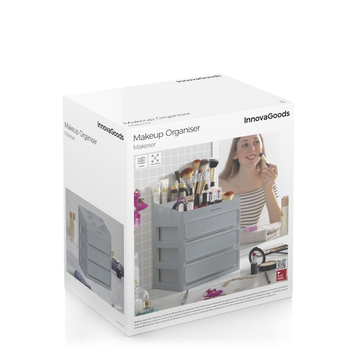 Make-up organizer InnovaGoods Grau Polypropylen (Restauriert A) - Thumbnail 3