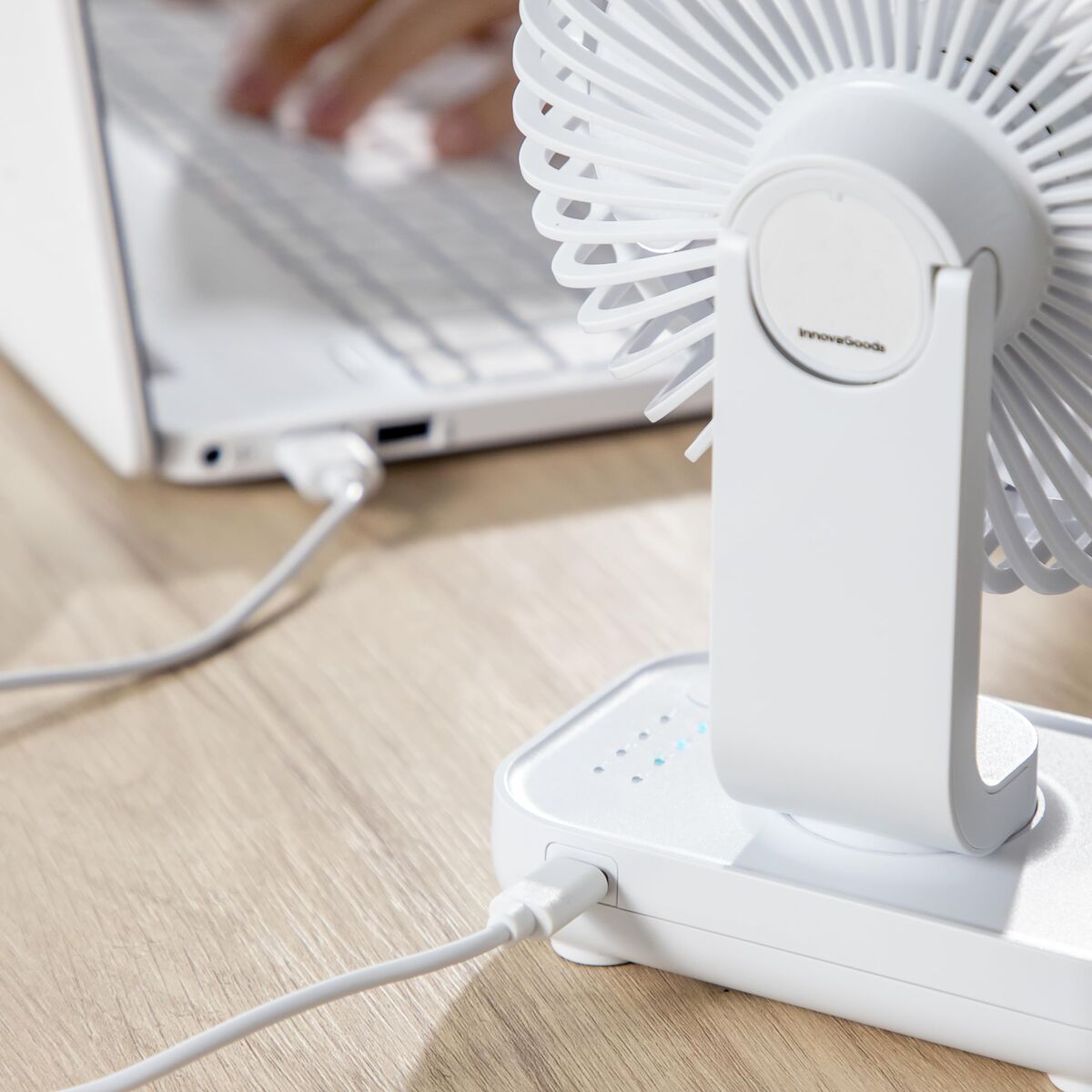 Wiederaufladbarer Schreibtischventilator InnovaGoods Weiß 3600 mAh / 13,3 W Ø5,4'' (Restauriert C) - Thumbnail 5