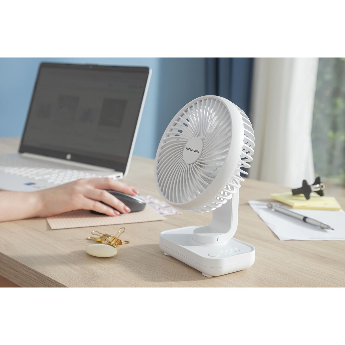 Wiederaufladbarer Schreibtischventilator InnovaGoods Weiß 3600 mAh / 13,3 W Ø5,4'' (Restauriert C) - Thumbnail 7