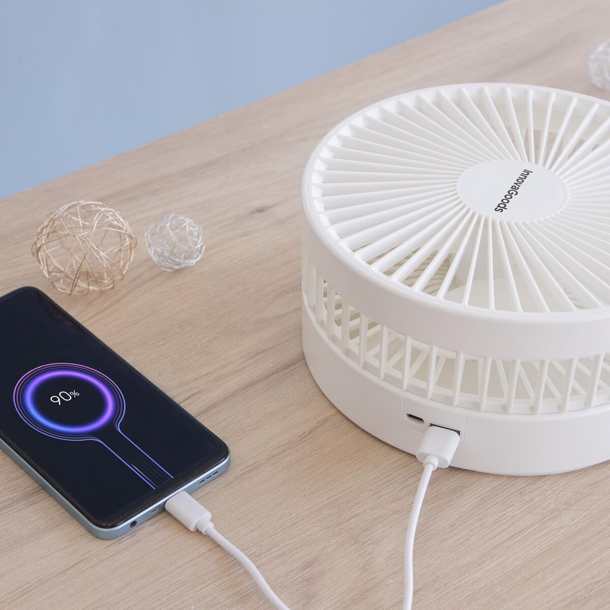 3-in-1 faltbare wiederaufladbare Ventilatoren InnovaGoods Weiß 7200 mAh Ø7,7'' (Restauriert C) - Thumbnail 6