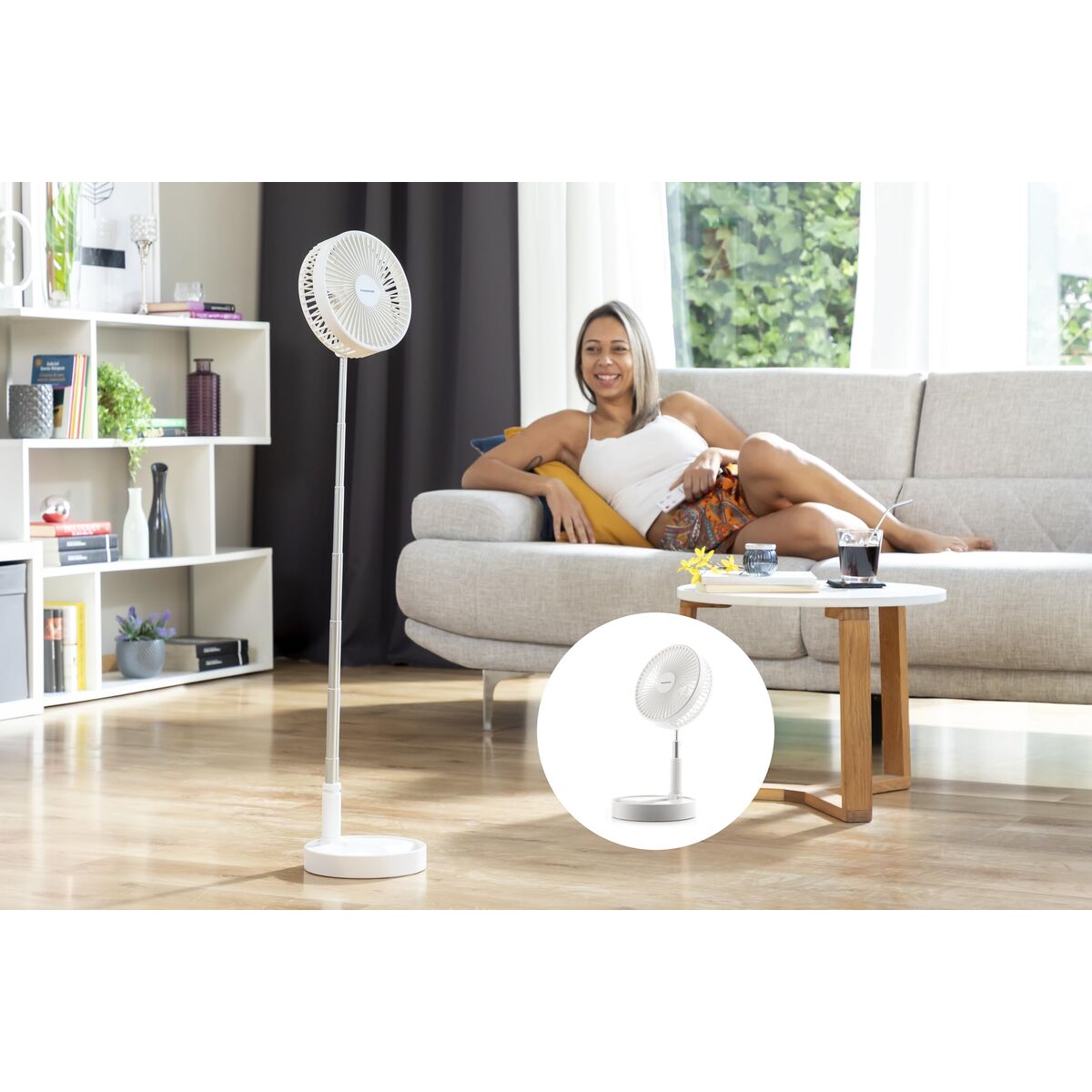 3-in-1 faltbare wiederaufladbare Ventilatoren InnovaGoods Weiß 7200 mAh Ø7,7'' (Restauriert C) - Thumbnail 5