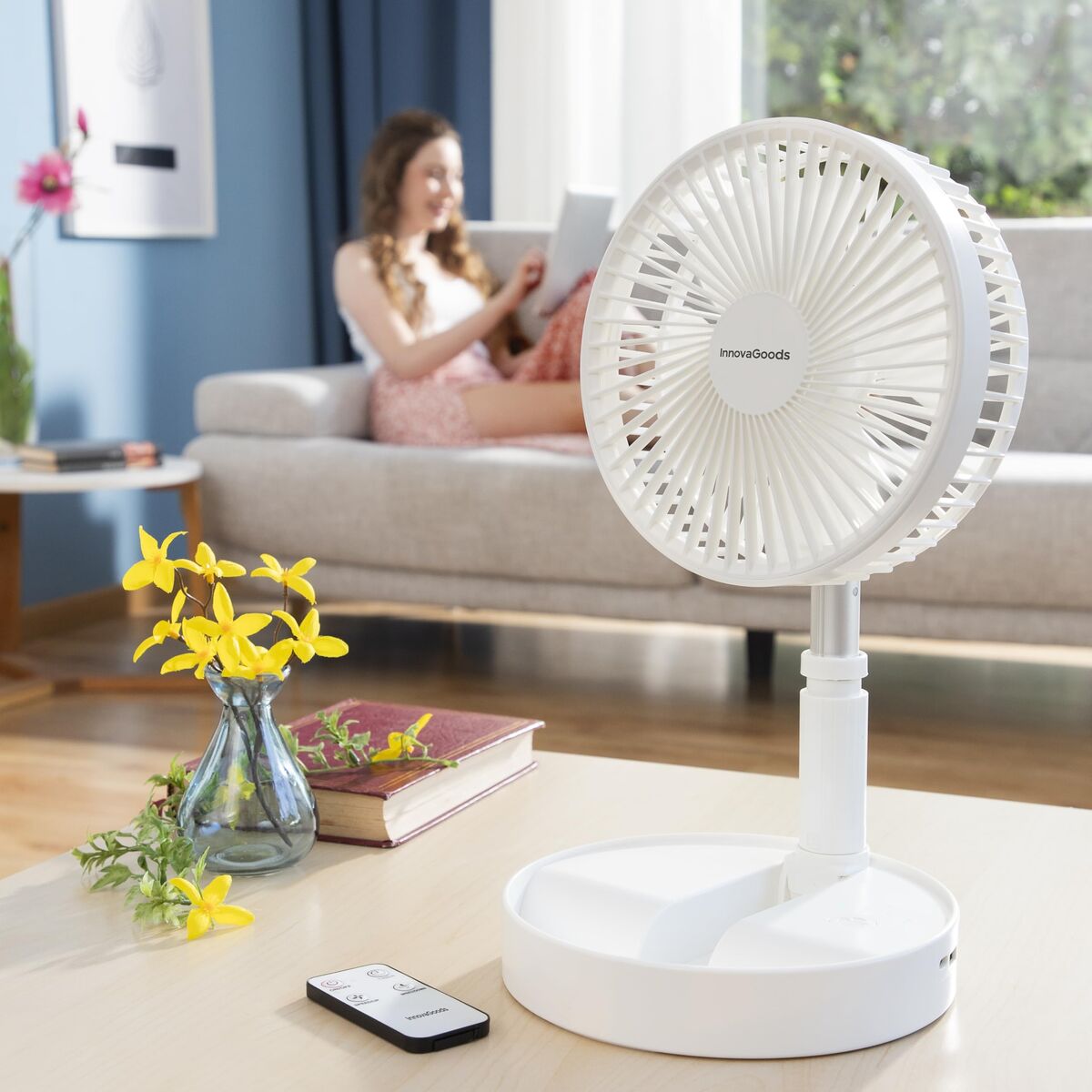 3-in-1 faltbare wiederaufladbare Ventilatoren InnovaGoods Weiß 7200 mAh Ø7,7'' (Restauriert C) - Thumbnail 4