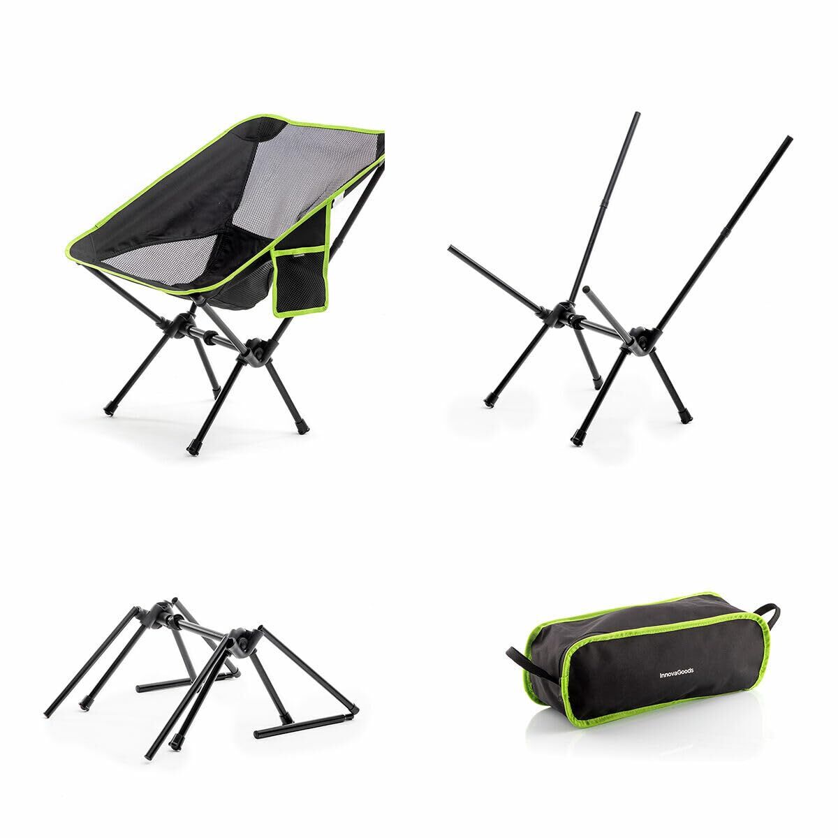 Camping Klappstuhl InnovaGoods Schwarz (Restauriert B)