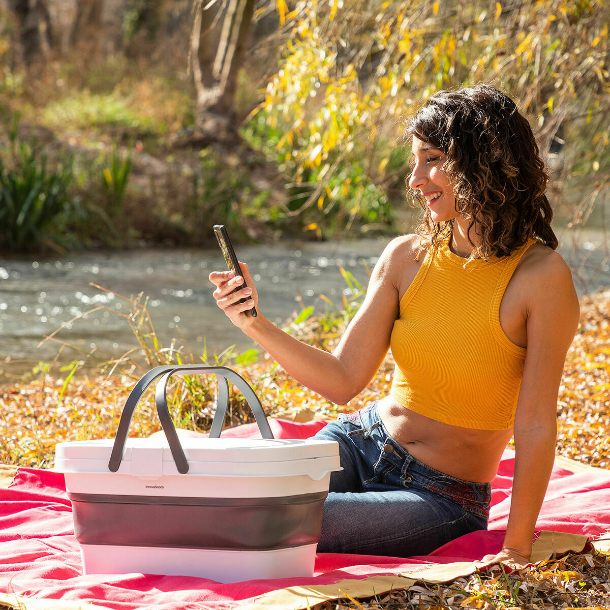 Inklapbare picknickmand met deksel/tafel InnovaGoods FOLDABLE CAMPING BASKET Plastic (Refurbished B)