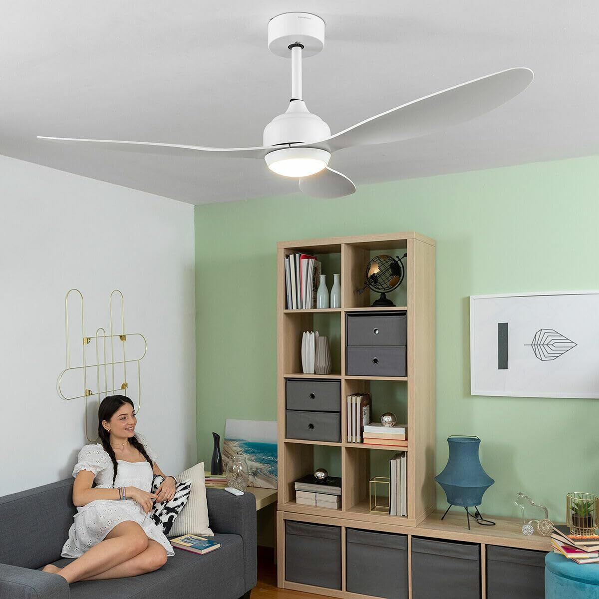 Deckenventilator mit LED-Licht und 3 ABS-Flügeln InnovaGoods 52" Ø132 cm Weiß 36 W (Restauriert A) - Thumbnail 5