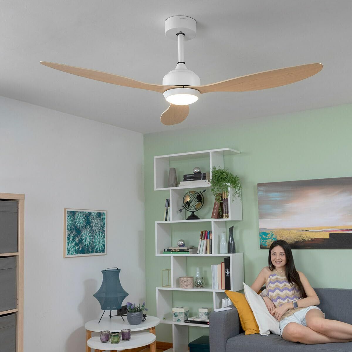 Deckenventilator mit LED-Licht und 3 ABS-Flügeln InnovaGoods 52" Ø132 cm Holz 36 W (Restauriert B) - Thumbnail 4