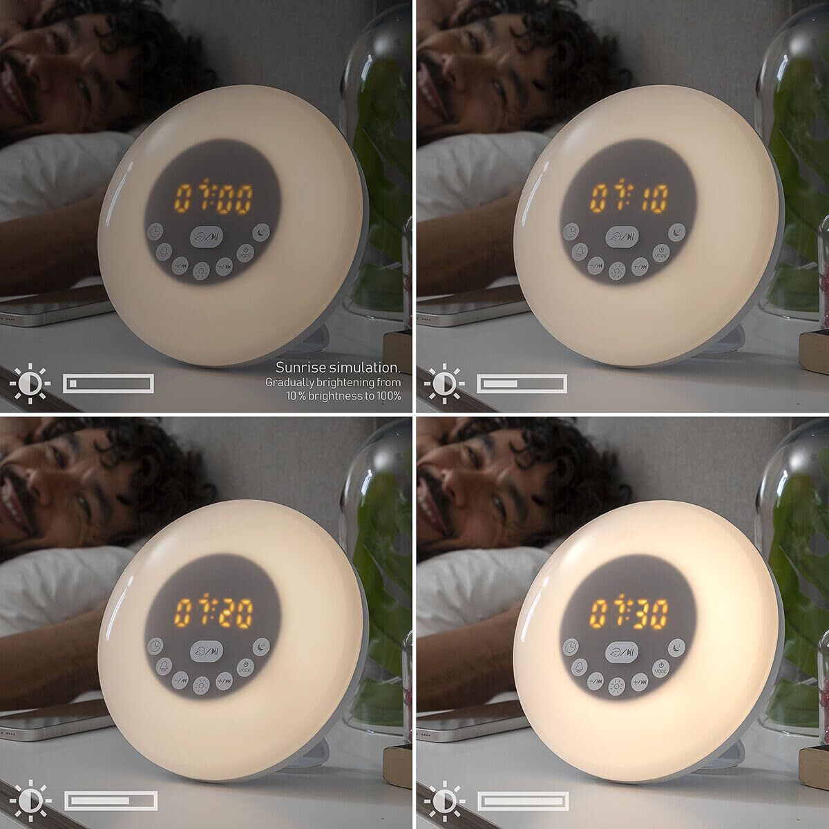 Aufladbarer Sonnenaufgangswecker mit Lautsprecher InnovaGoods Weiß (Restauriert B) - Thumbnail 8