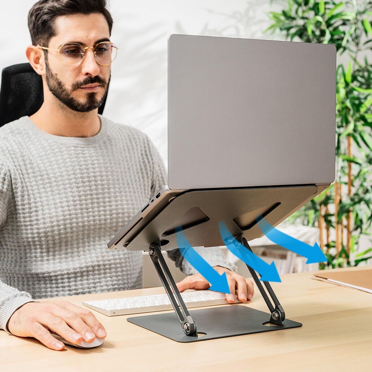 Zusammenklappbarer und verstellbarer Laptop-Ständer InnovaGoods (Restauriert B) - Thumbnail 4