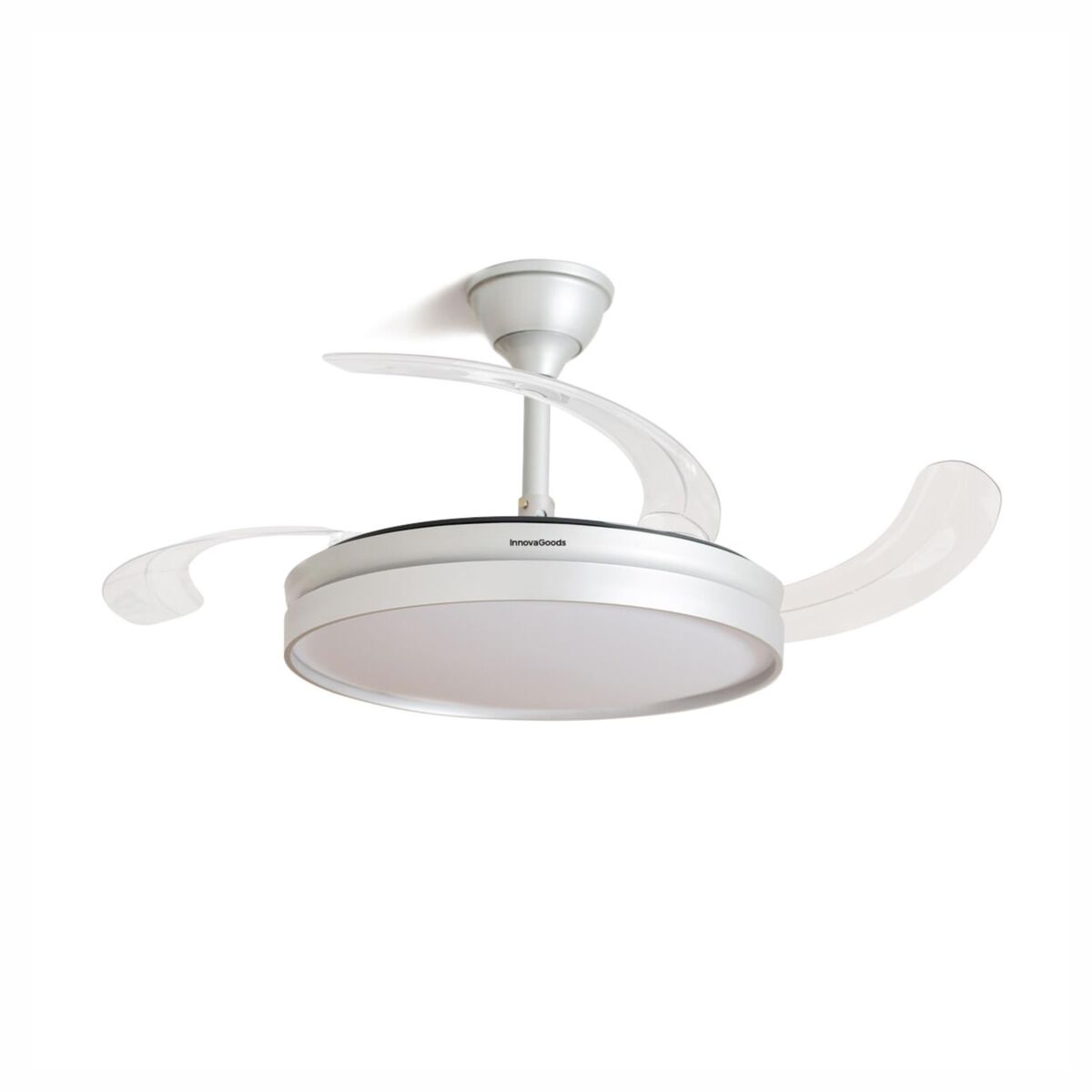 Deckenventilator mit LED-Licht und 4 einklappbaren Flügeln InnovaGoods Silberfarben 80 W Ø49-104 cm (Restauriert A) — Bild 1