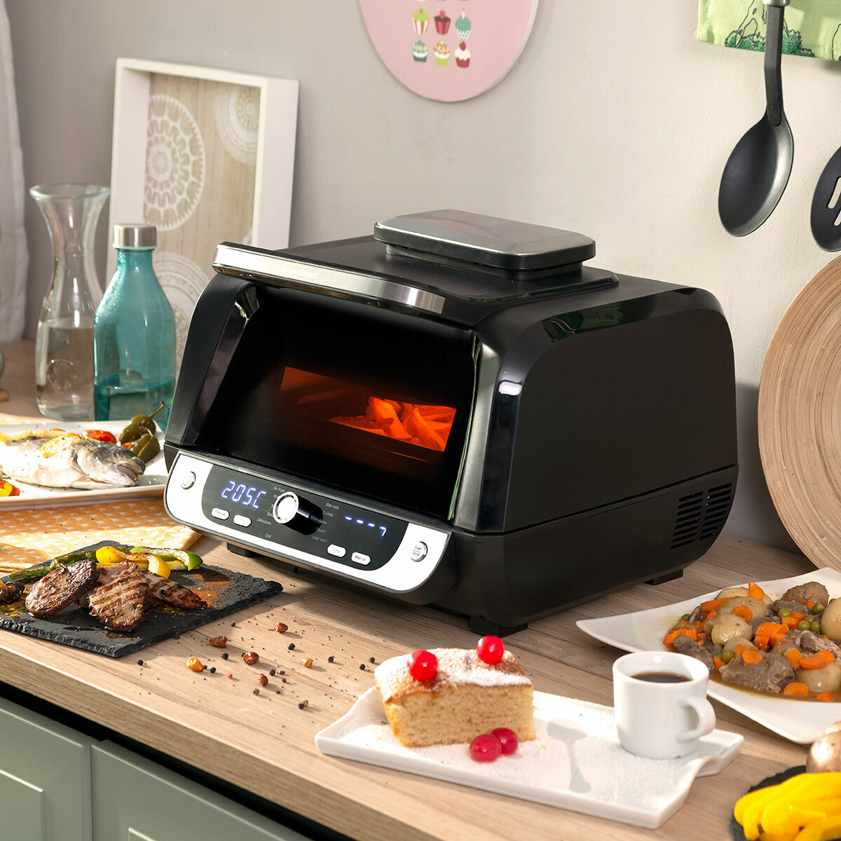 Pack Silikonformen mit Backpinsel für Heißluftfritteusen und Heißluftfritteuse mit Grill, Zubehör und Rezeptbuch InnovaGoods - Thumbnail 3