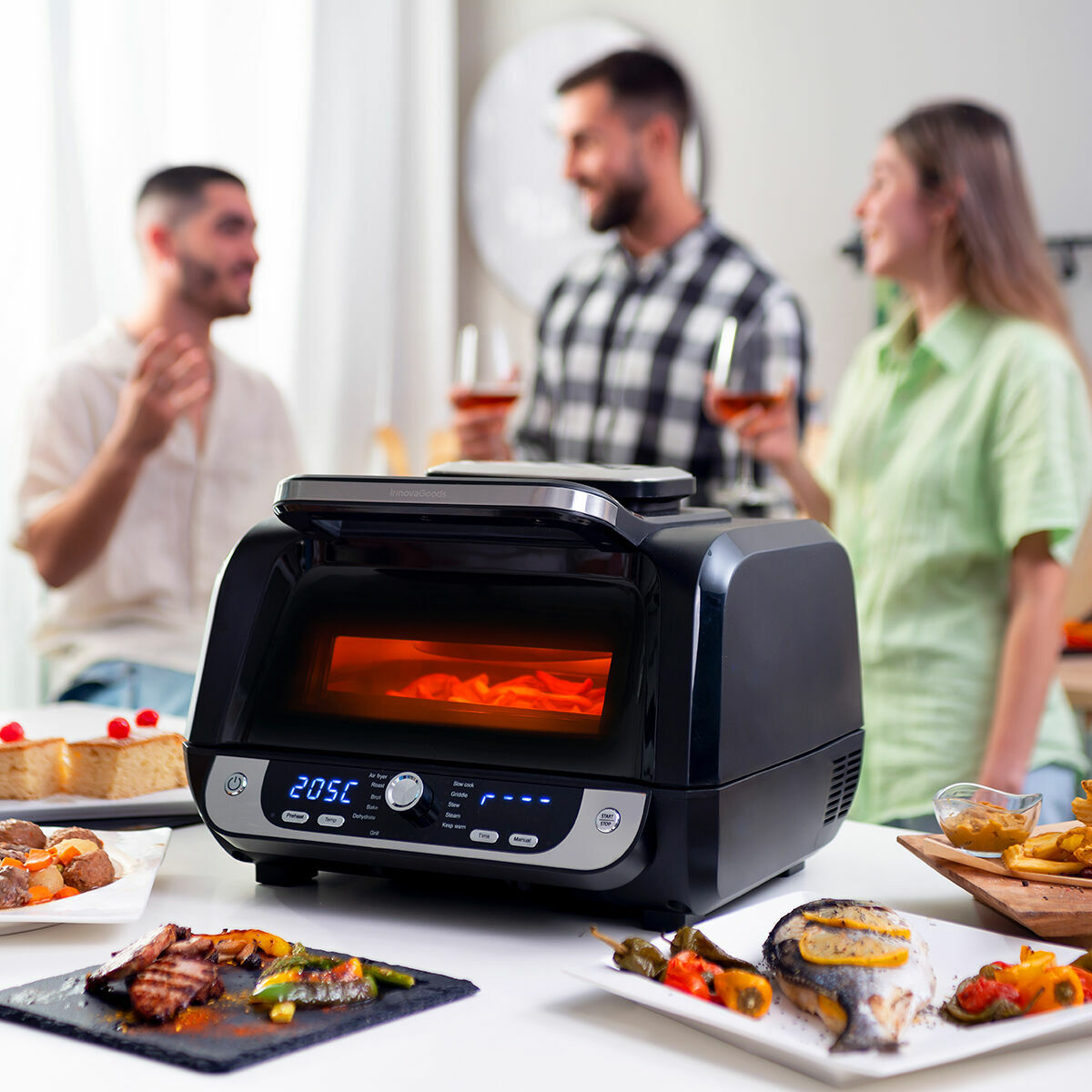 Pack Silikonformen mit Backpinsel für Heißluftfritteusen und Heißluftfritteuse mit Grill, Zubehör und Rezeptbuch InnovaGoods - Thumbnail 5