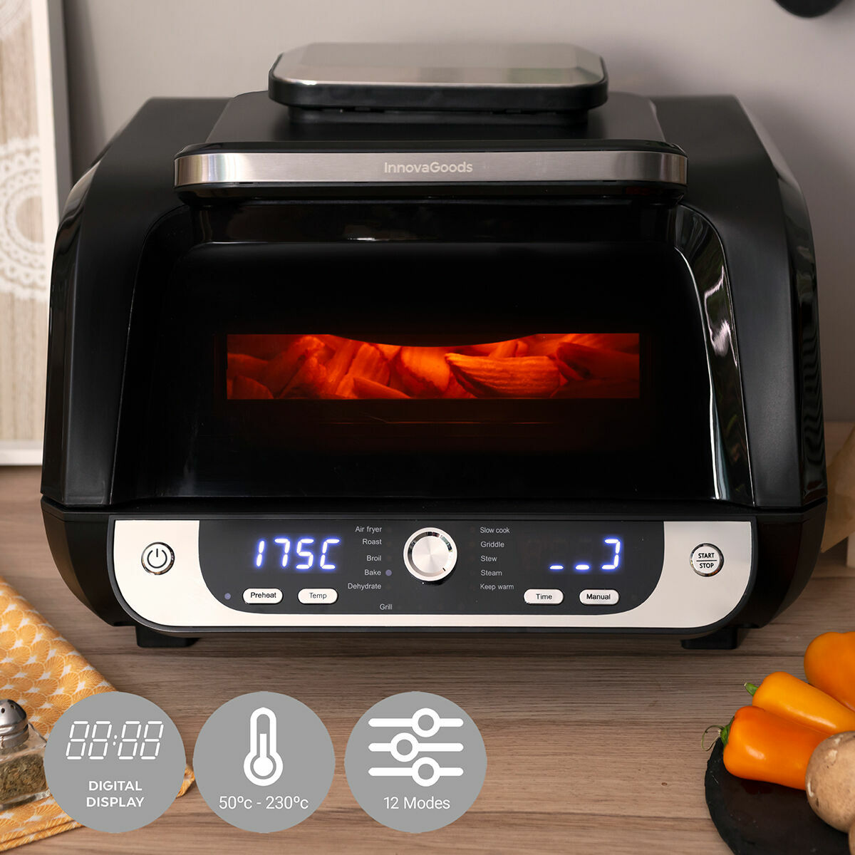 Pack Silikonformen mit Backpinsel für Heißluftfritteusen und Heißluftfritteuse mit Grill, Zubehör und Rezeptbuch InnovaGoods - Thumbnail 6