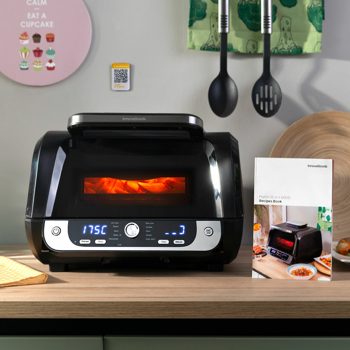 Pack Silikonformen mit Backpinsel für Heißluftfritteusen und Heißluftfritteuse mit Grill, Zubehör und Rezeptbuch InnovaGoods - Thumbnail 7
