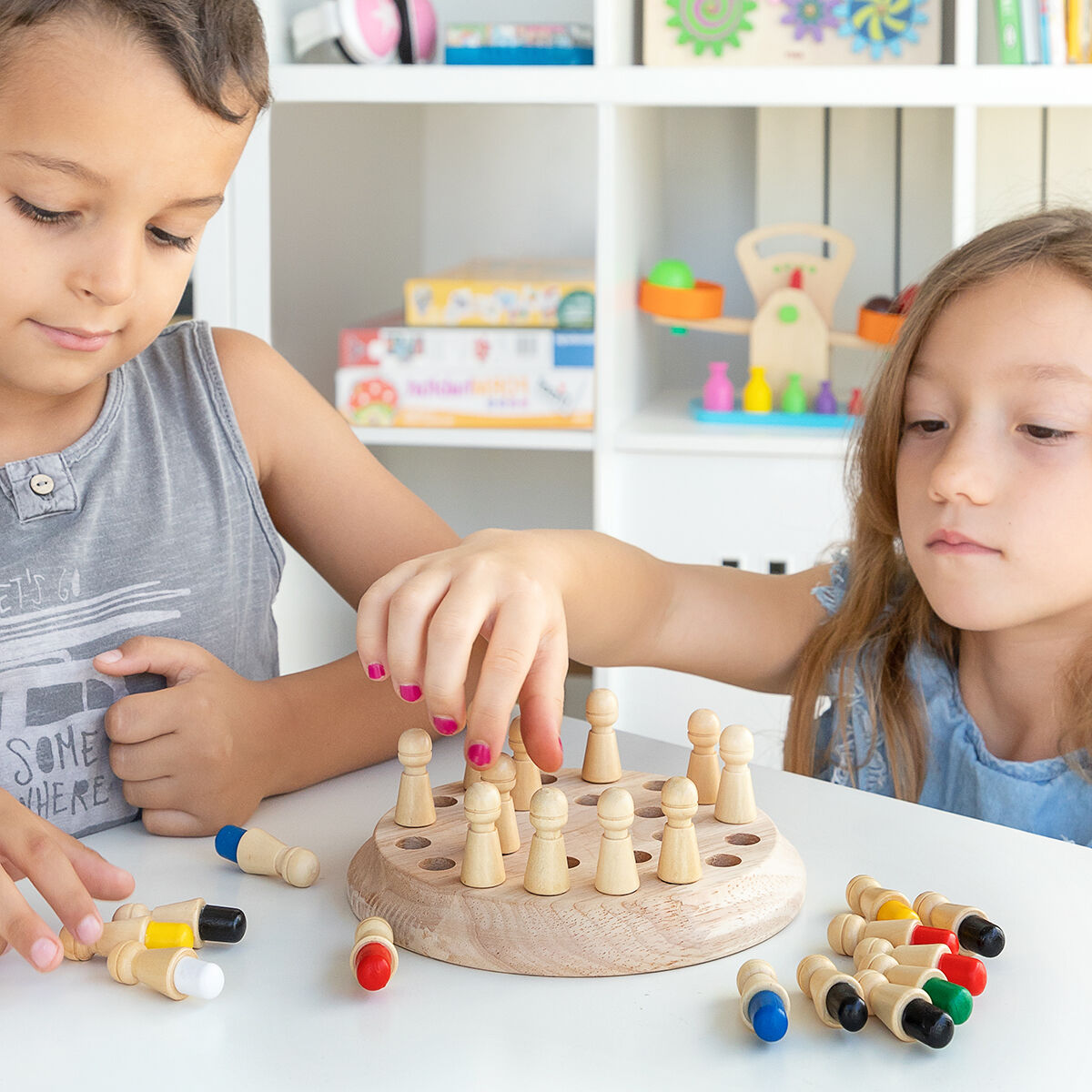 Holz Memory-Schach & Festungsbau-Set für Kinder InnovaGoods - Thumbnail 2