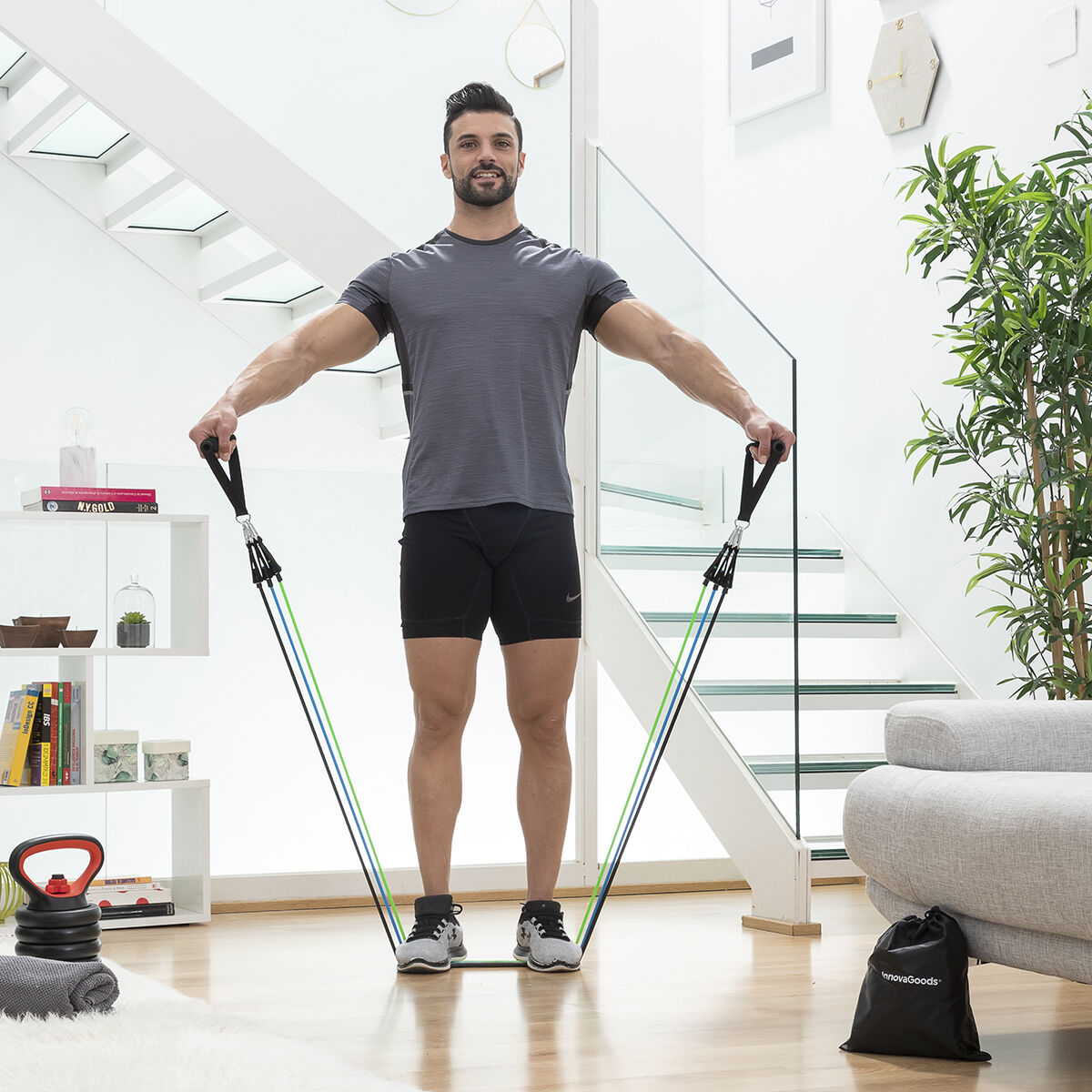 Set Vibrationsplattform mit Lautsprecher, Fernbedienung, Widerstandsbändern, Trainingsanleitung InnovaGoods - Thumbnail 5