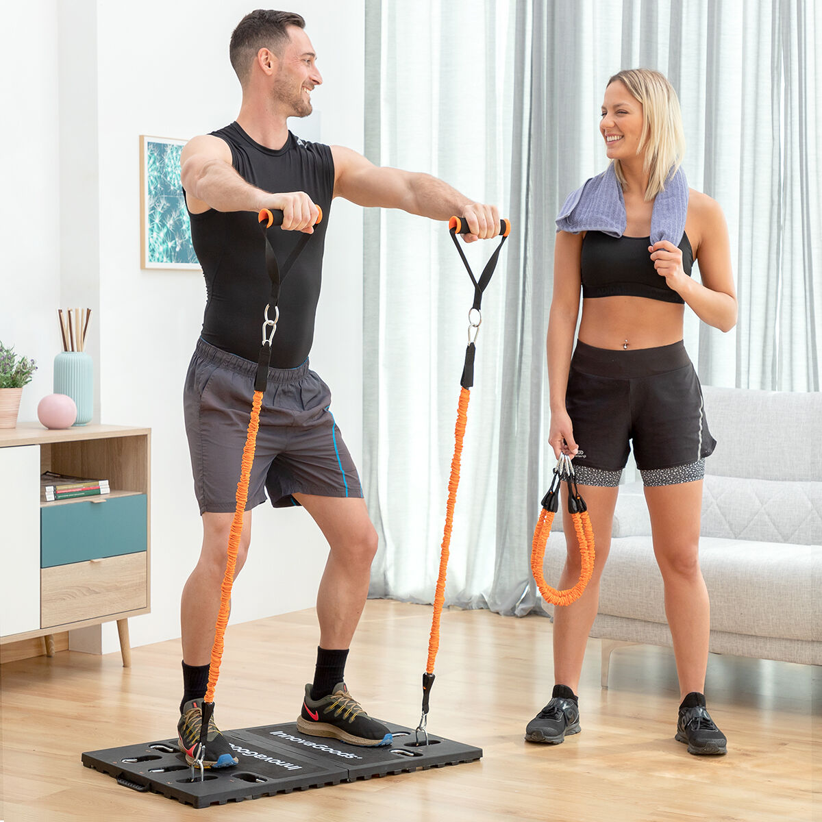 Set für tragbares Ganzkörper-Training mit Übungsratgeber und Sauna-Sportgürtel InnovaGoods - Thumbnail 4