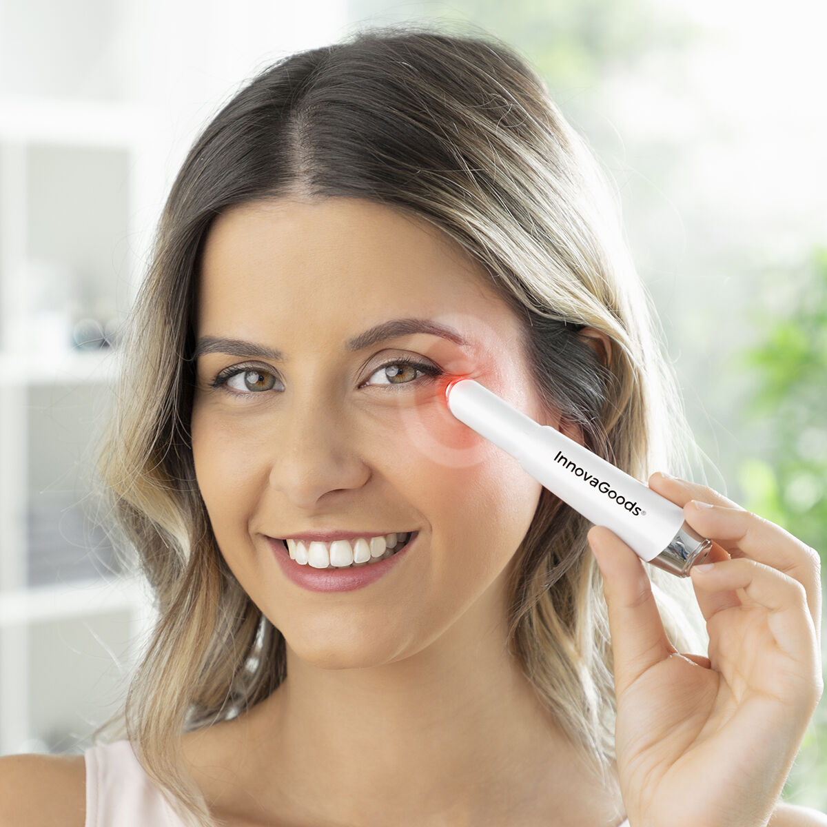 Pack Augenmassagegerät Anti-Aging mit Phototherapie und Thermotherapie und Augencreme Rice Joyglow 15 ml InnovaGoods - Thumbnail 2