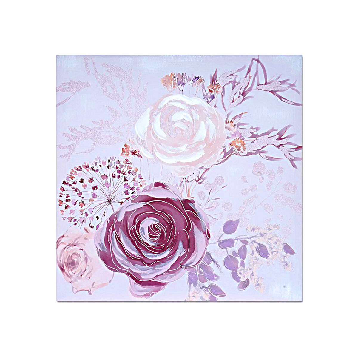 Maling Romimex Pink Canvas Roses 60 x 60 x 3 cm