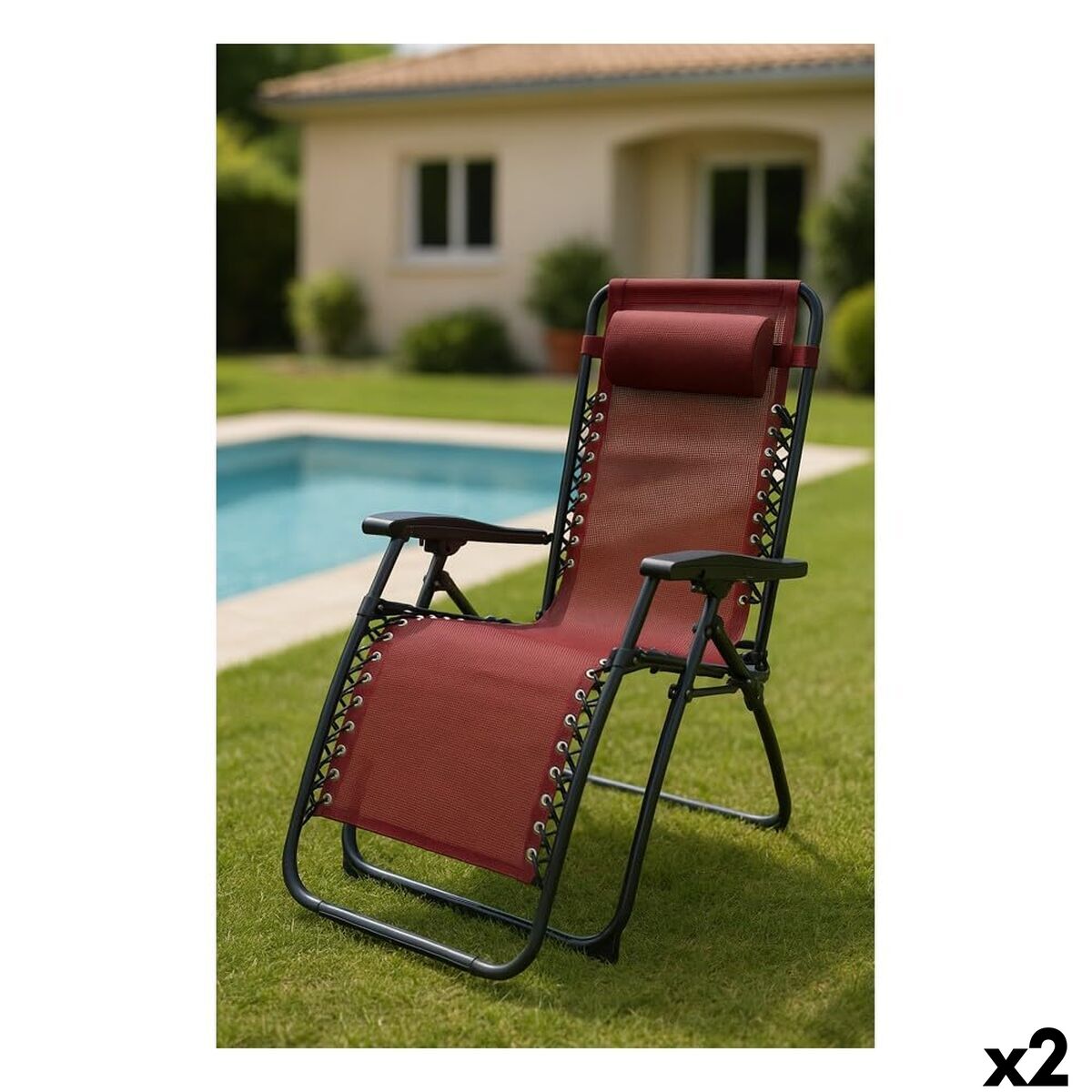 Inklapbare campingstoel Marbueno Bordeaux 2 Stuks