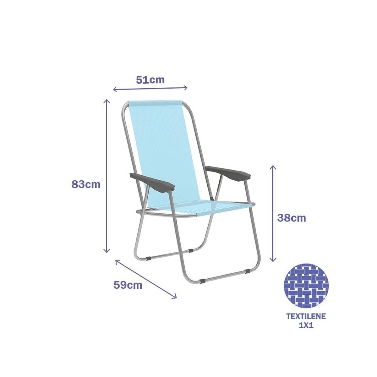 Vouwbare Stoel Marbueno Blauw 59 x 83 x 51 cm