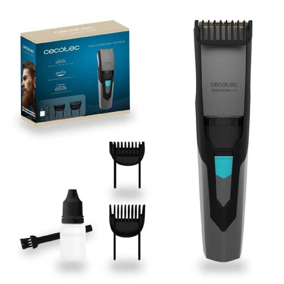 Cecotec Cortapelos PrecisionCare Barber portátil, longitud ajustable, fácil de limpiar, negro