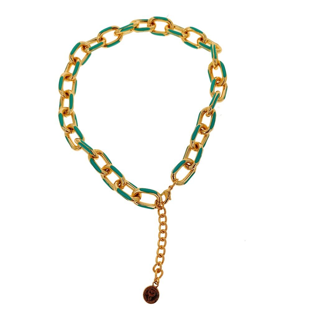 Ladies'Necklace Lola Casademunt Golden Turquoise Chain Links