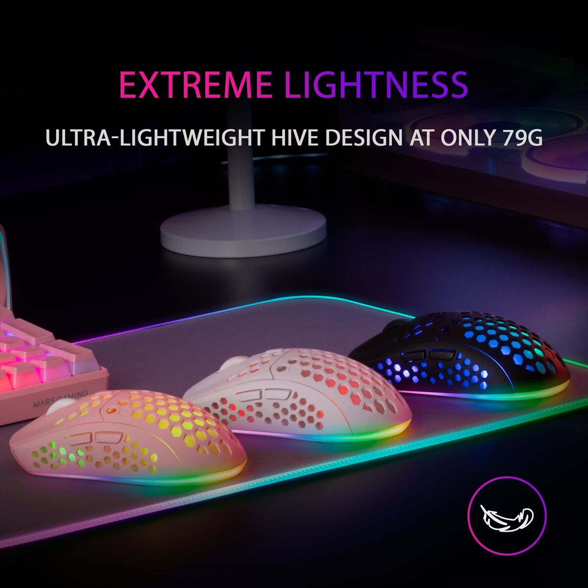 Bild von Mouse Mars Gaming MMW3 79G 3200 DPI White