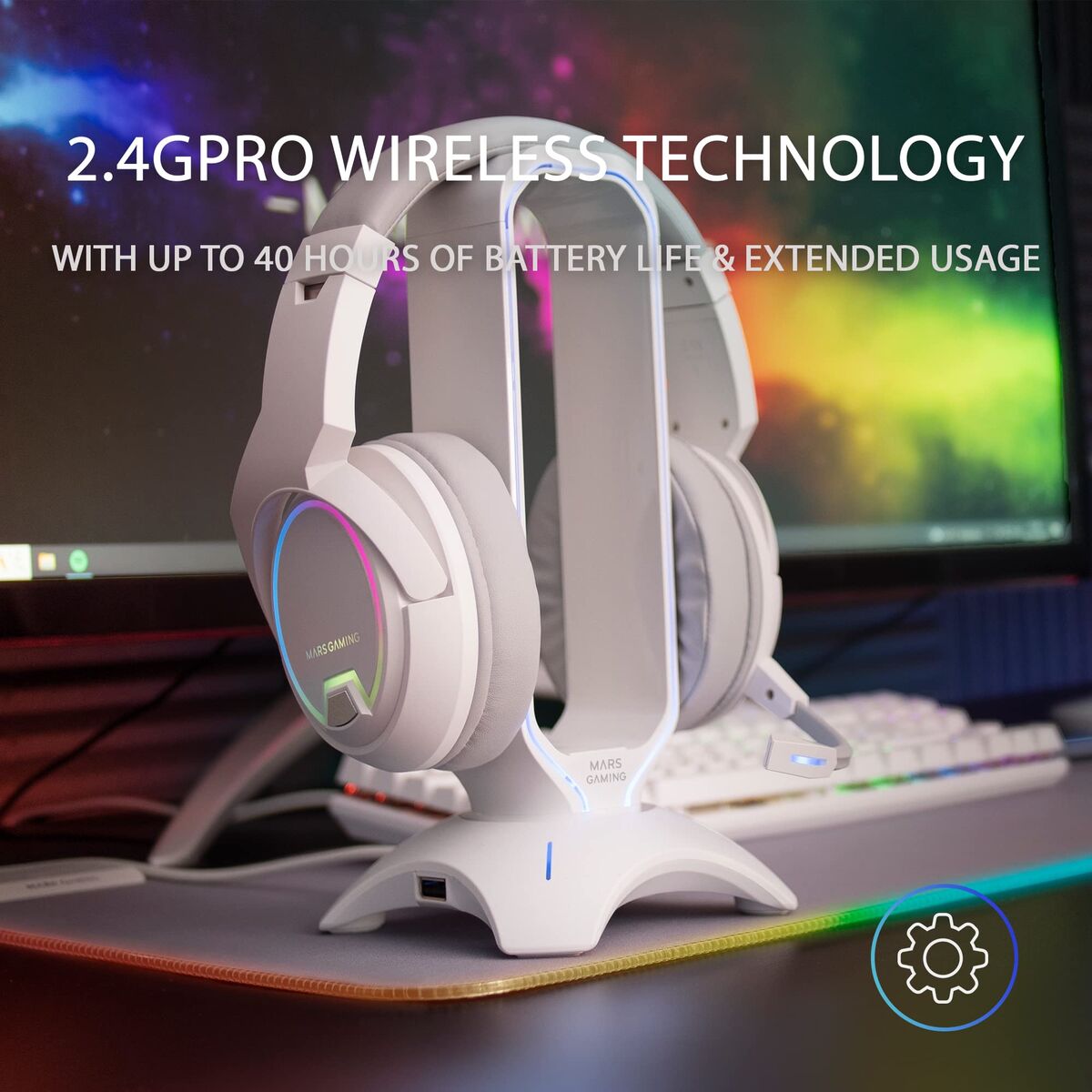 Bild von Headphones with Microphone Mars Gaming MHW-100 White