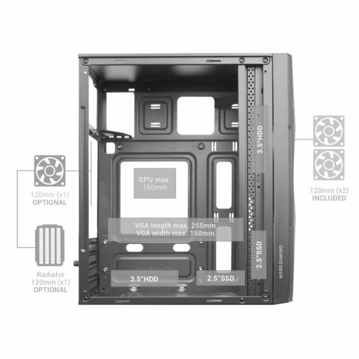 Picture of ATX Semi-tower Box Mars Gaming MCMEW White