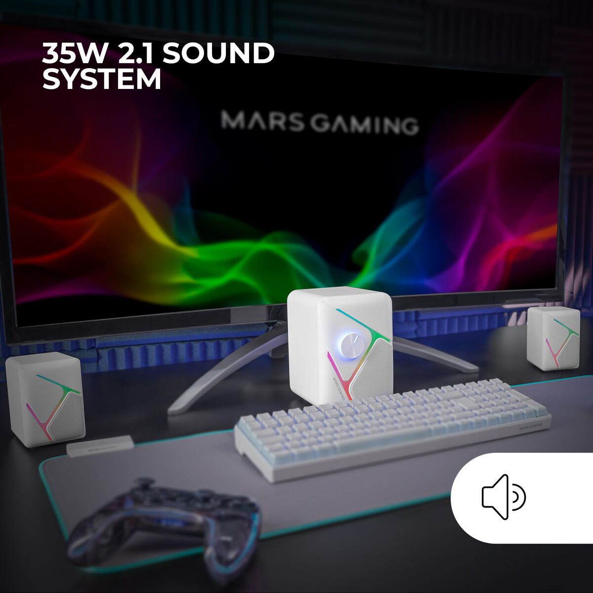 Bild von PC Speakers Mars Gaming MSH21W White 4 W