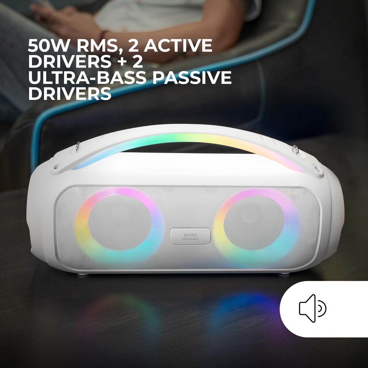 Bild von PC Speakers Mars Gaming MSPULSEW White