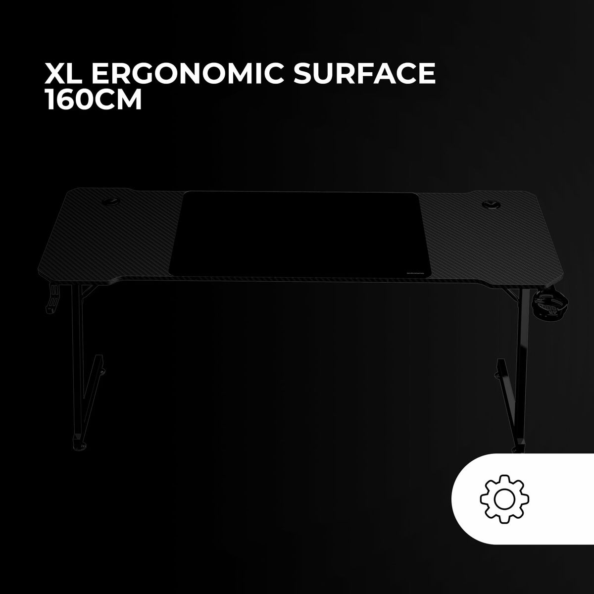 Afbeeldingen van Desk Gaming Mars Gaming ERGO Black 160 x 60 cm