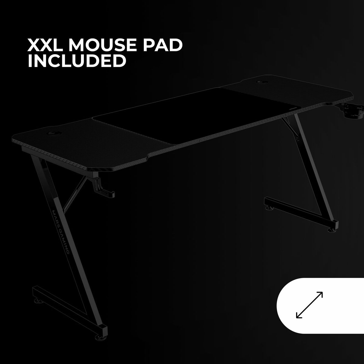 Afbeeldingen van Desk Gaming Mars Gaming ERGO Black 160 x 60 cm