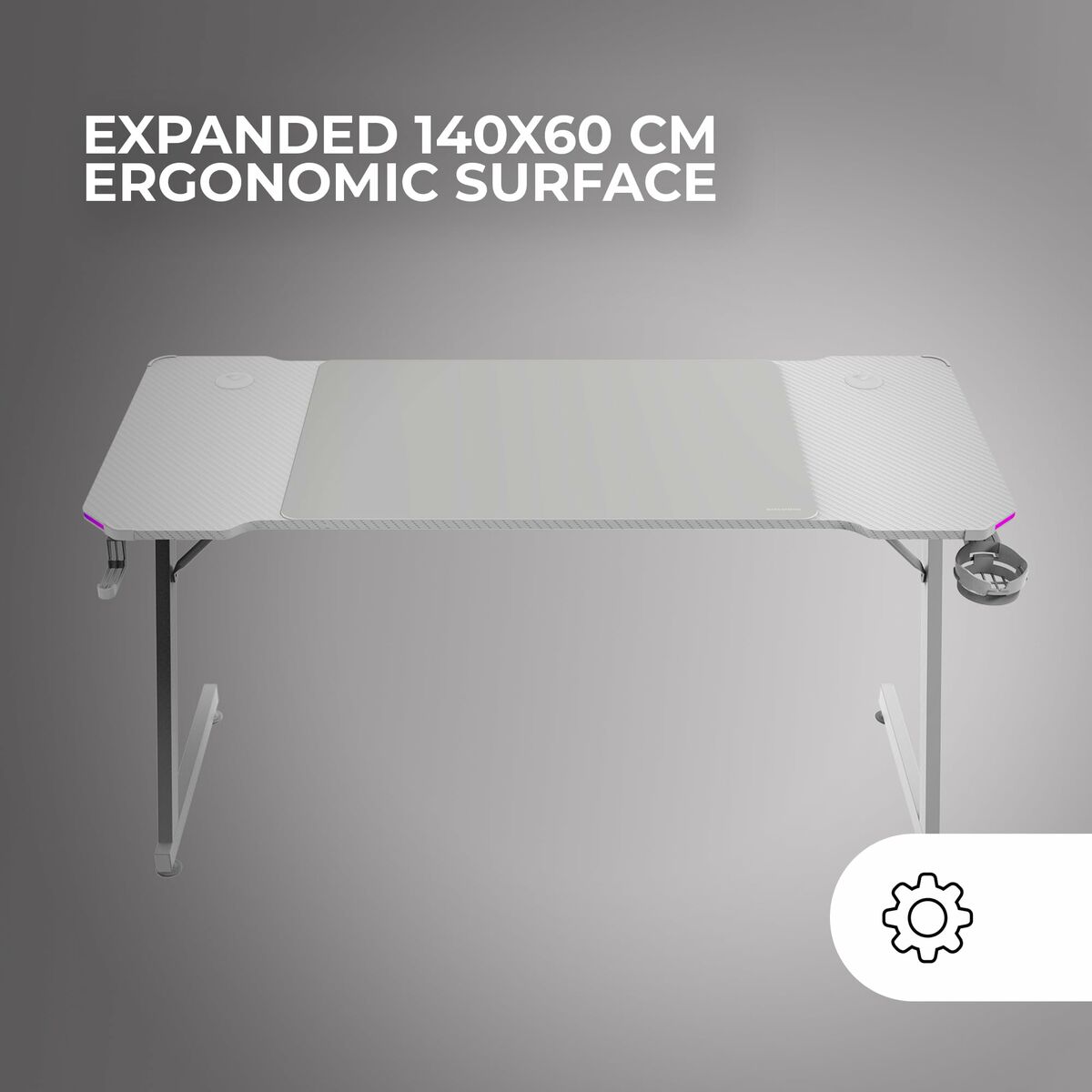 Afbeeldingen van Desk Gaming Mars Gaming ERGO White 140 x 60 cm
