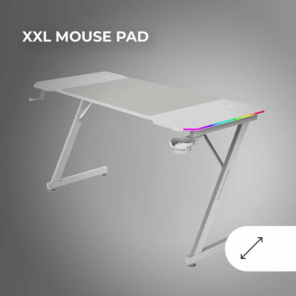 Afbeeldingen van Desk Gaming Mars Gaming ERGO White 140 x 60 cm