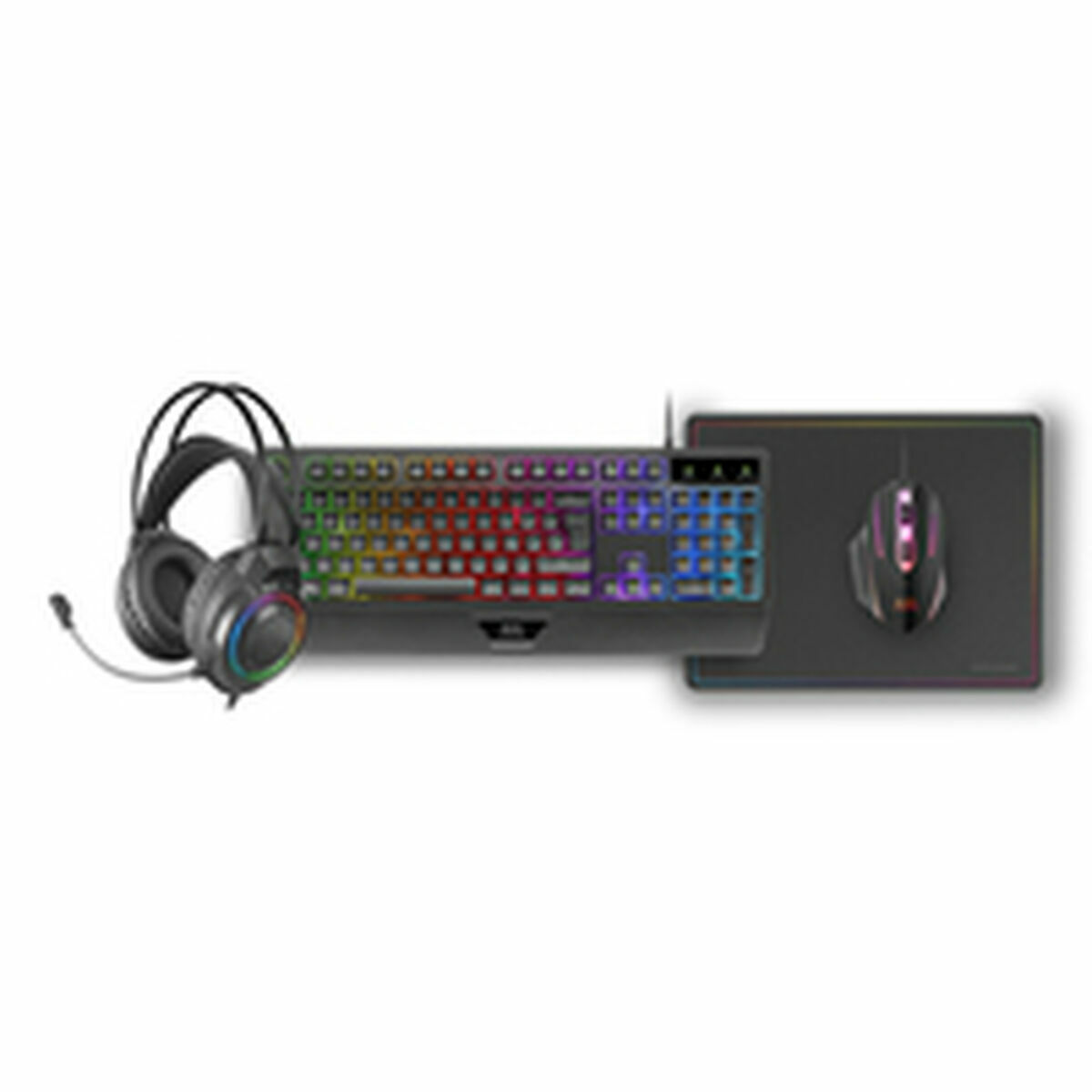 Afbeeldingen van Keyboard and Mouse Mars Gaming MCP124PROES Black Multicolour Spanish Qwerty