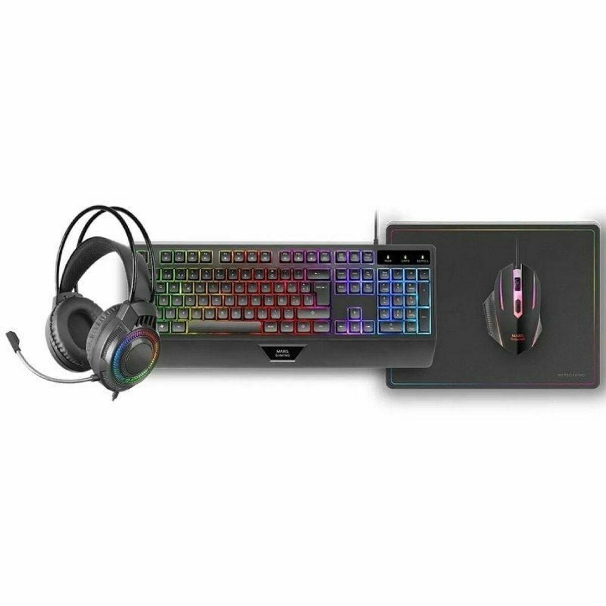 Afbeeldingen van Keyboard and Mouse Mars Gaming MCP124PROES Black Multicolour Spanish Qwerty
