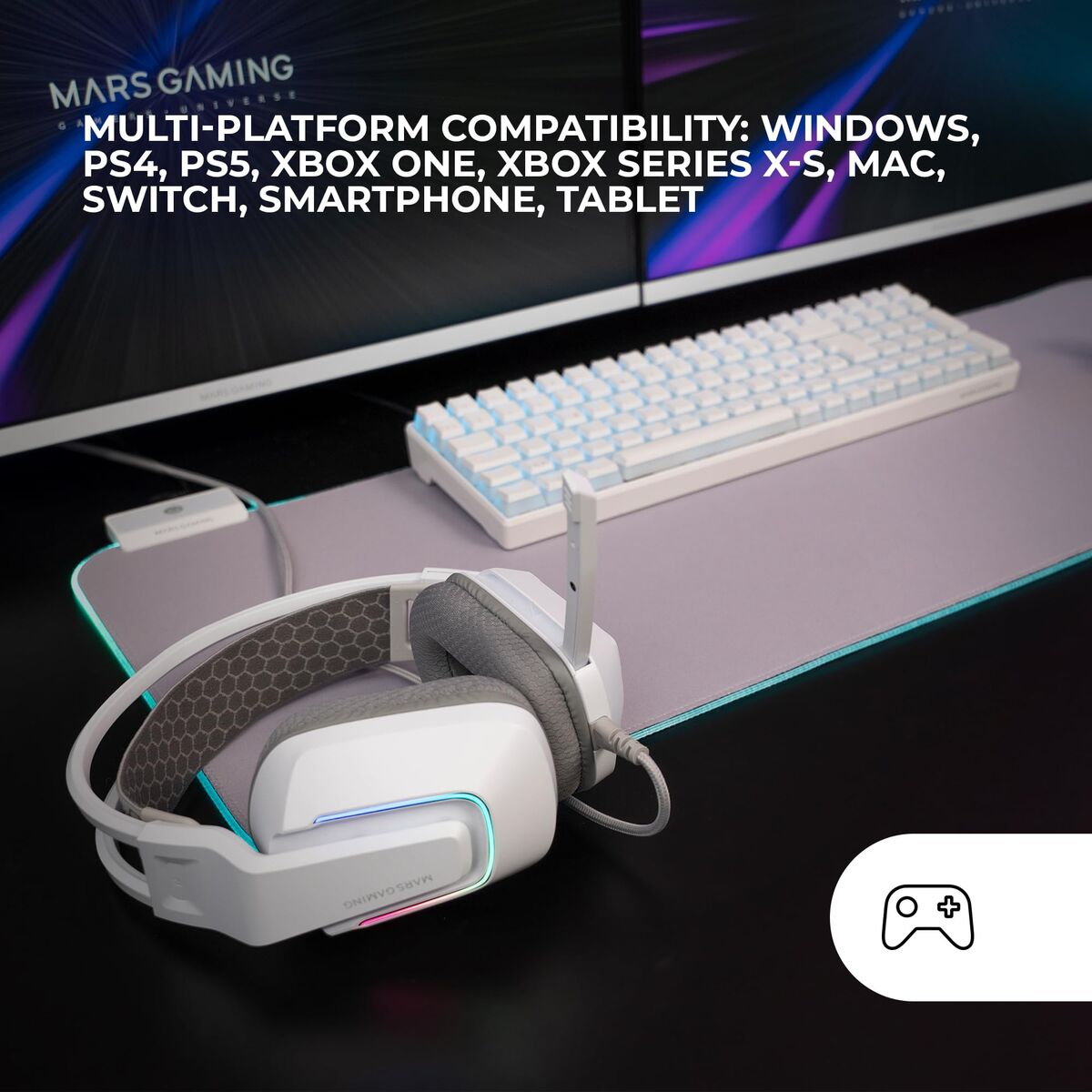 Gaming Headset with Microphone Mars Gaming MH-Strike White Multicolour