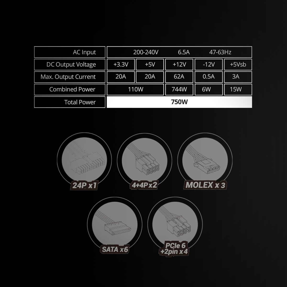 Picture of Power supply Mars Gaming MPZE750SIM ATX 750 W 80 Plus Silver