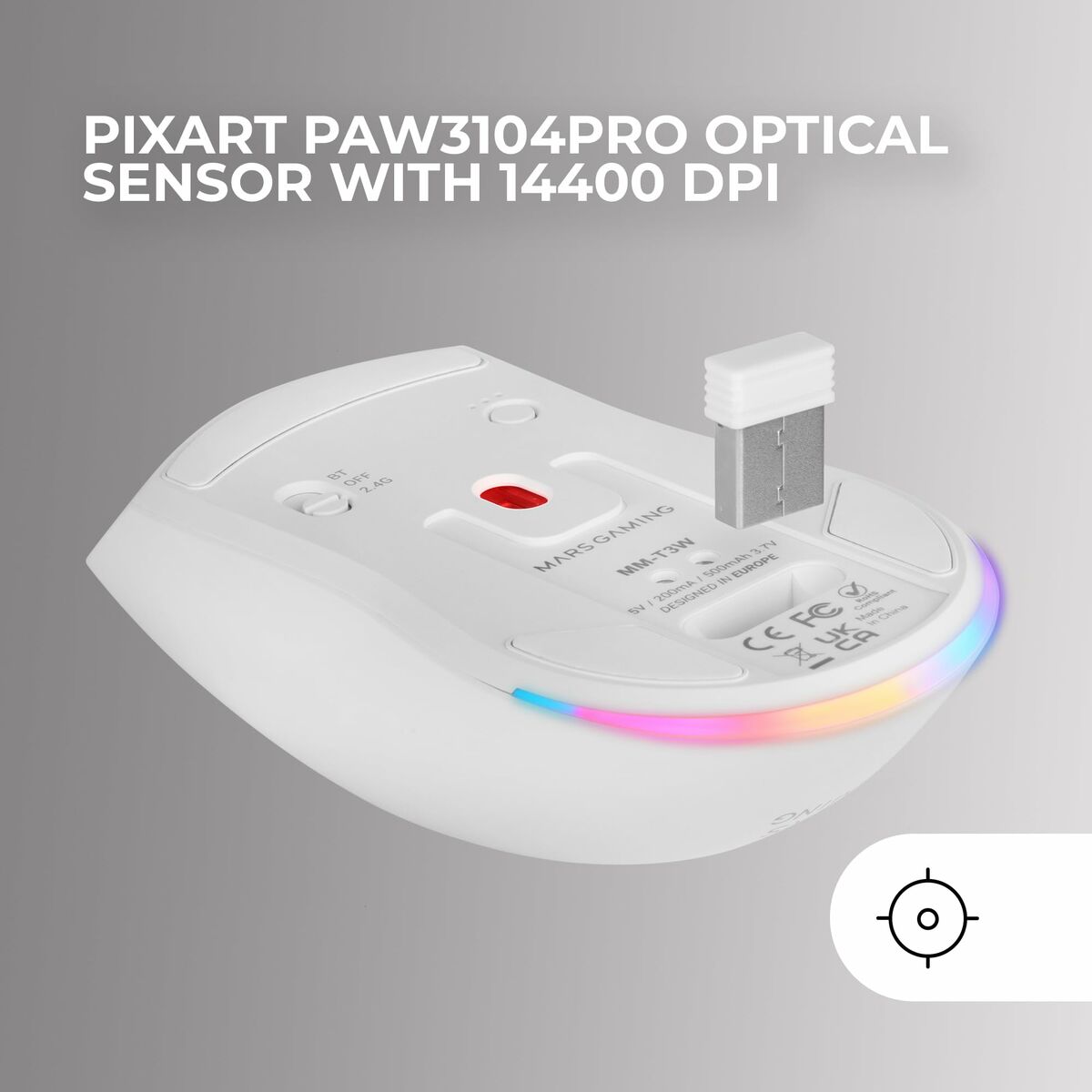 Kép Gaming Mouse Mars Gaming MMT3W White