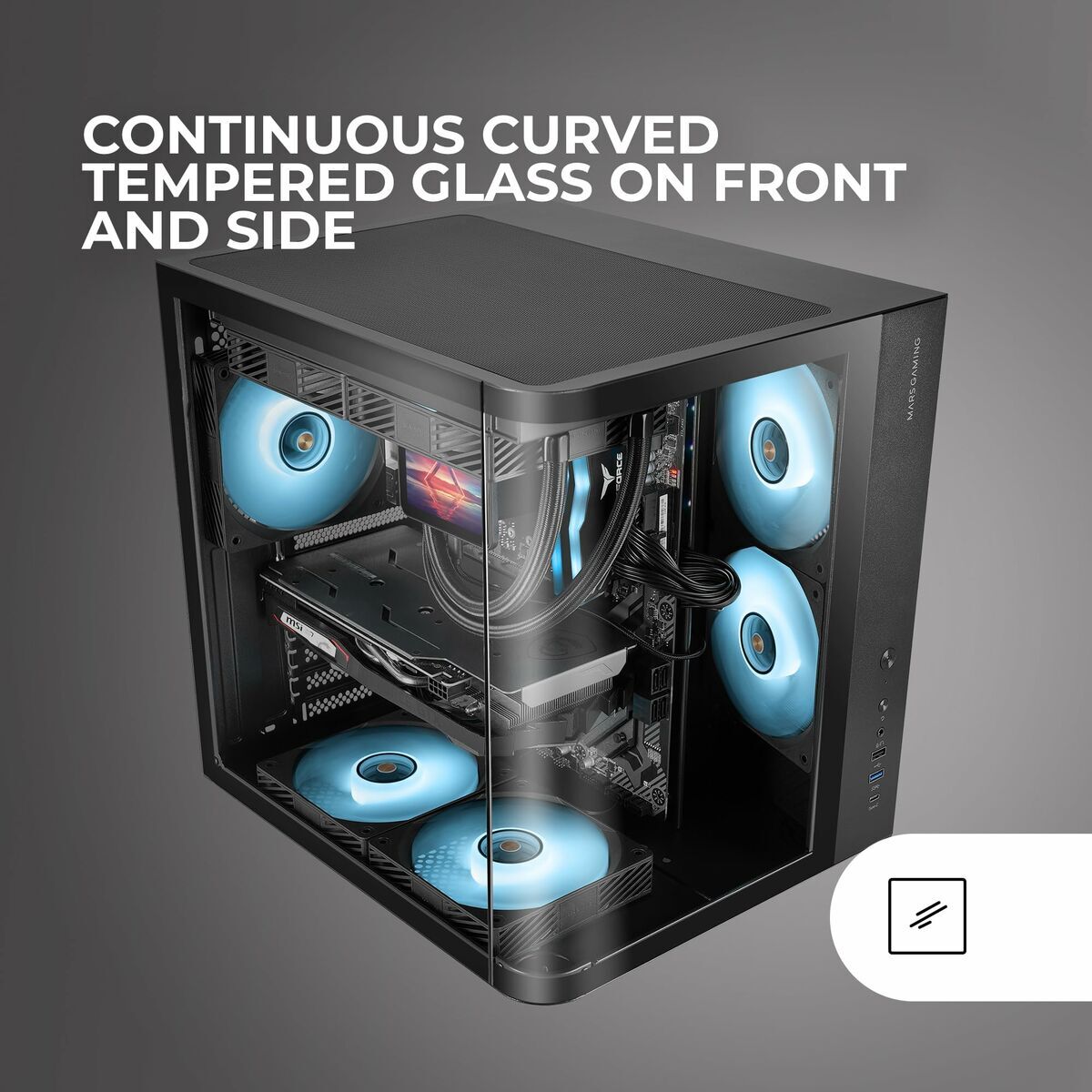 Picture of ATX Semi-tower Box Mars Gaming MCCURV Black