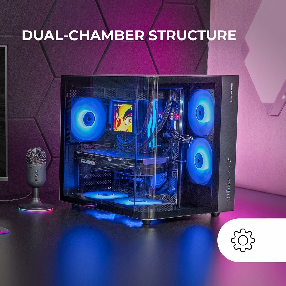 Picture of ATX Semi-tower Box Mars Gaming MCCURV Black