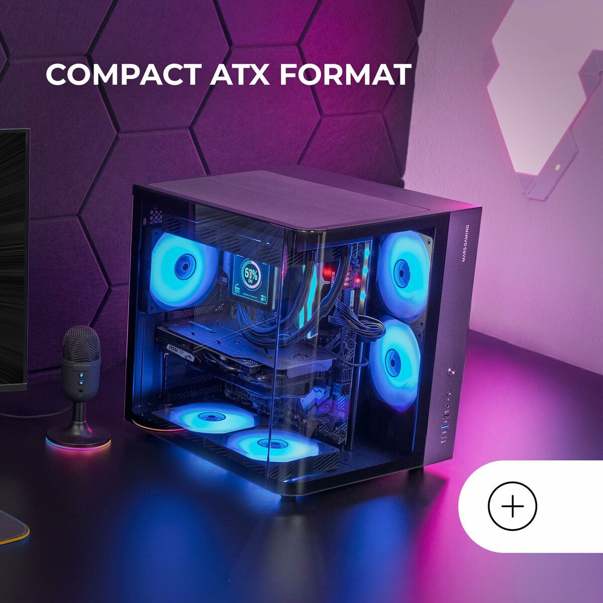 Picture of ATX Semi-tower Box Mars Gaming MCCURV Black