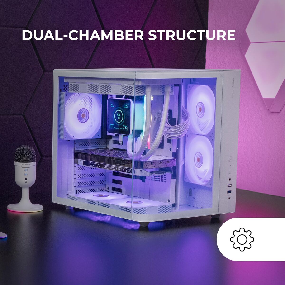 Afbeeldingen van ATX Semi-tower Box Mars Gaming MCCURVW White