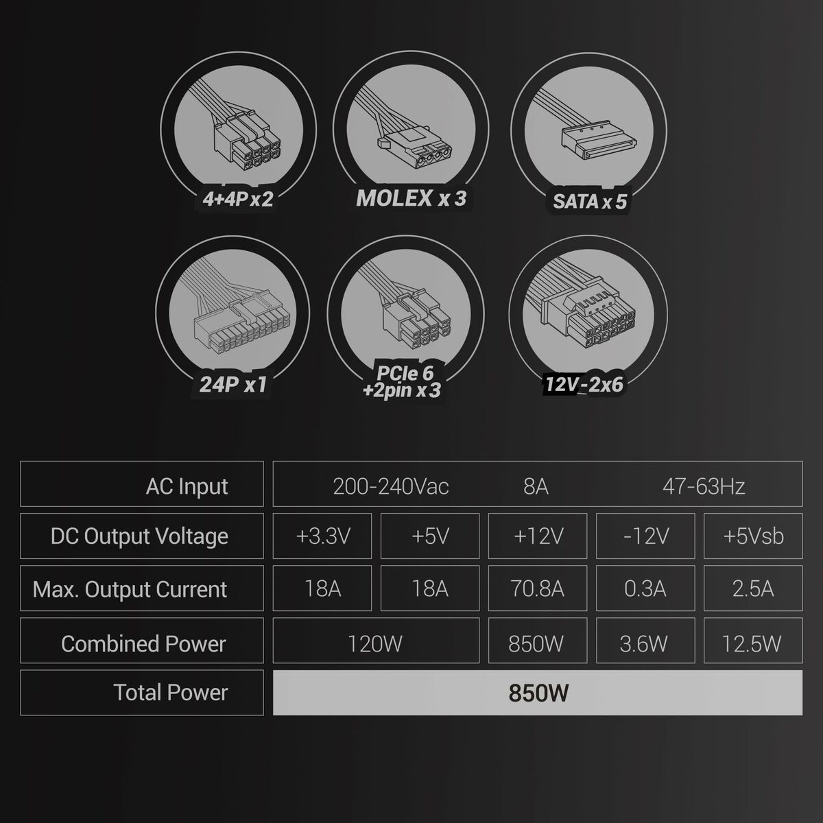 Afbeeldingen van Power supply Tacens TACMARS-MPB850PSI 850 W 80 Plus Gold