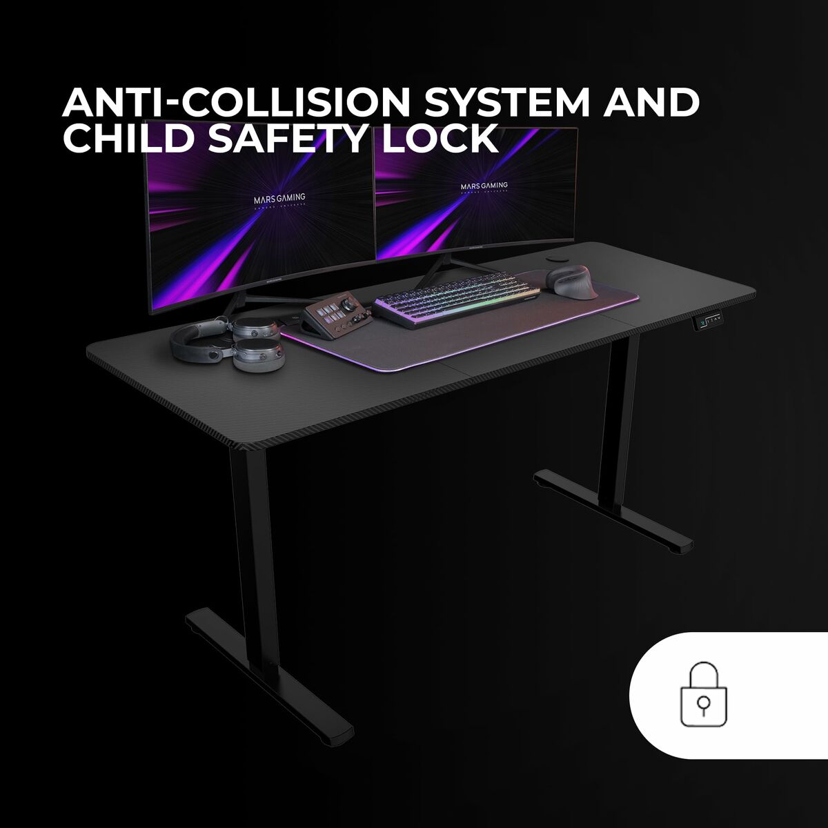Afbeeldingen van Desk Mars Gaming MGDERGOPRO160 Black 160 x 60 cm